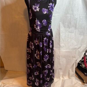 Black Maxi Dress with Purple Floral Print